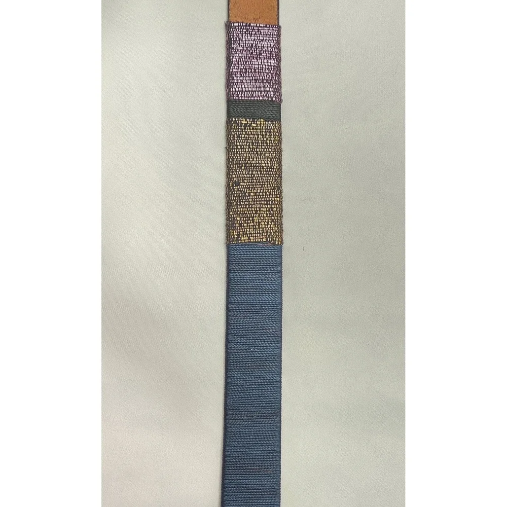 Coldwater Creek Vtg Womens Sm Leather‎ Multicolor Metallic Thread Wrapped Belt